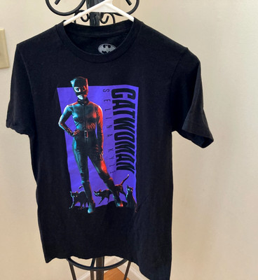 Batman (M) Black Cat Women Selina Kyle T-Shirt Purple Print Cats-FREE SHIP