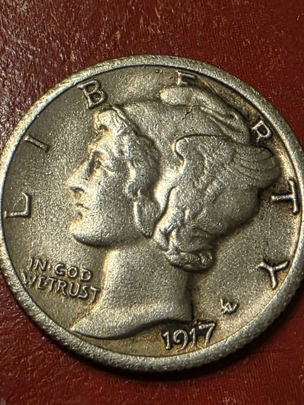 1917-D  Mercury  SILVER Dime   JUST AT BU  FSB  !  9.2 Million 1917-Ds   RARE ! 