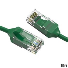 10FT CAT6 RJ45 Slim Ethernet LAN Network Patch Cable UTP Copper Wire 28AWG Green