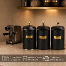 Tea Coffee Sugar Canisters – Airtight Metal Kitchen Storage