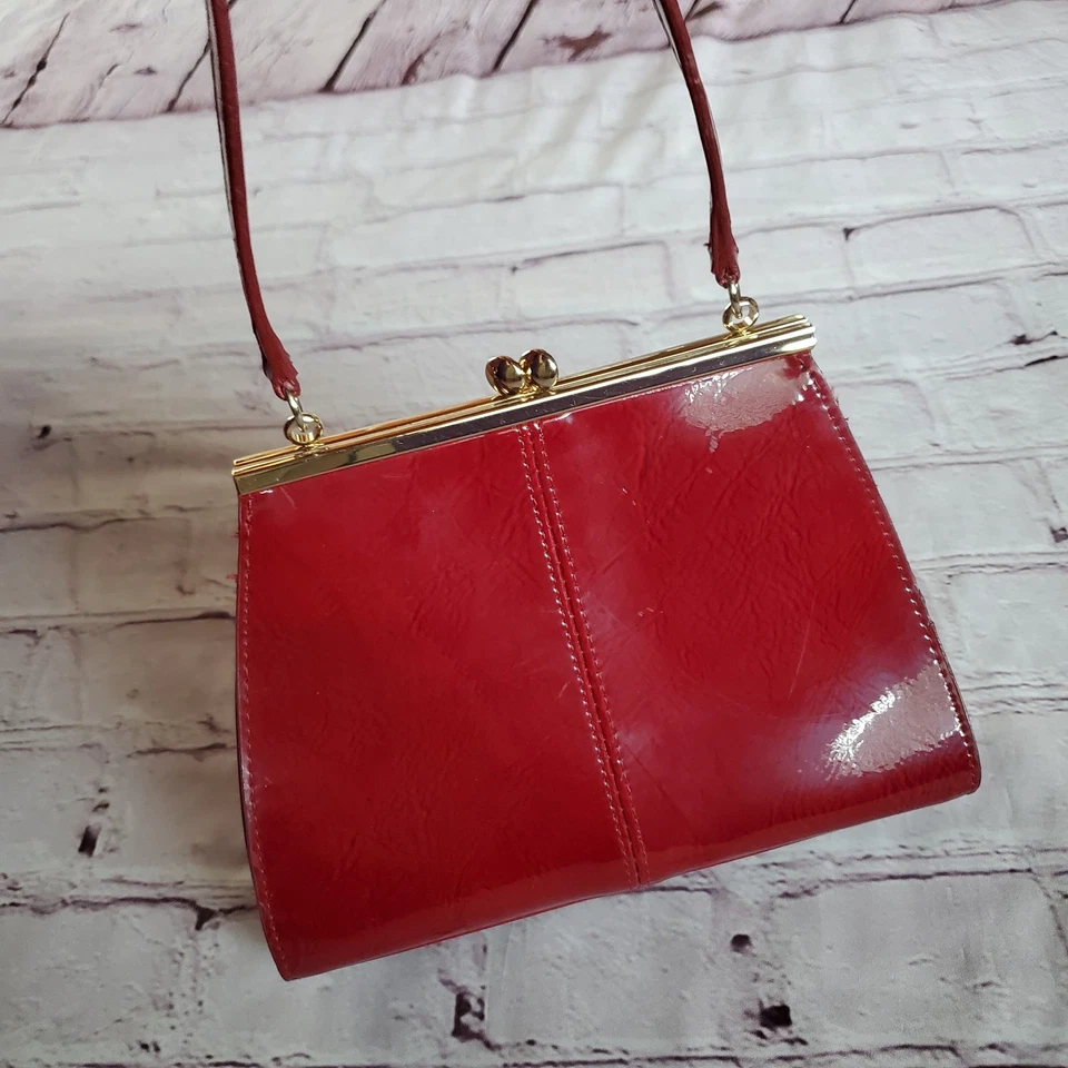 Elegante Bolso de Mano Rojo Pequeño A Presión Liz Claiborne Elegante Baile de graduación Formal Boda Foto 4 de 4