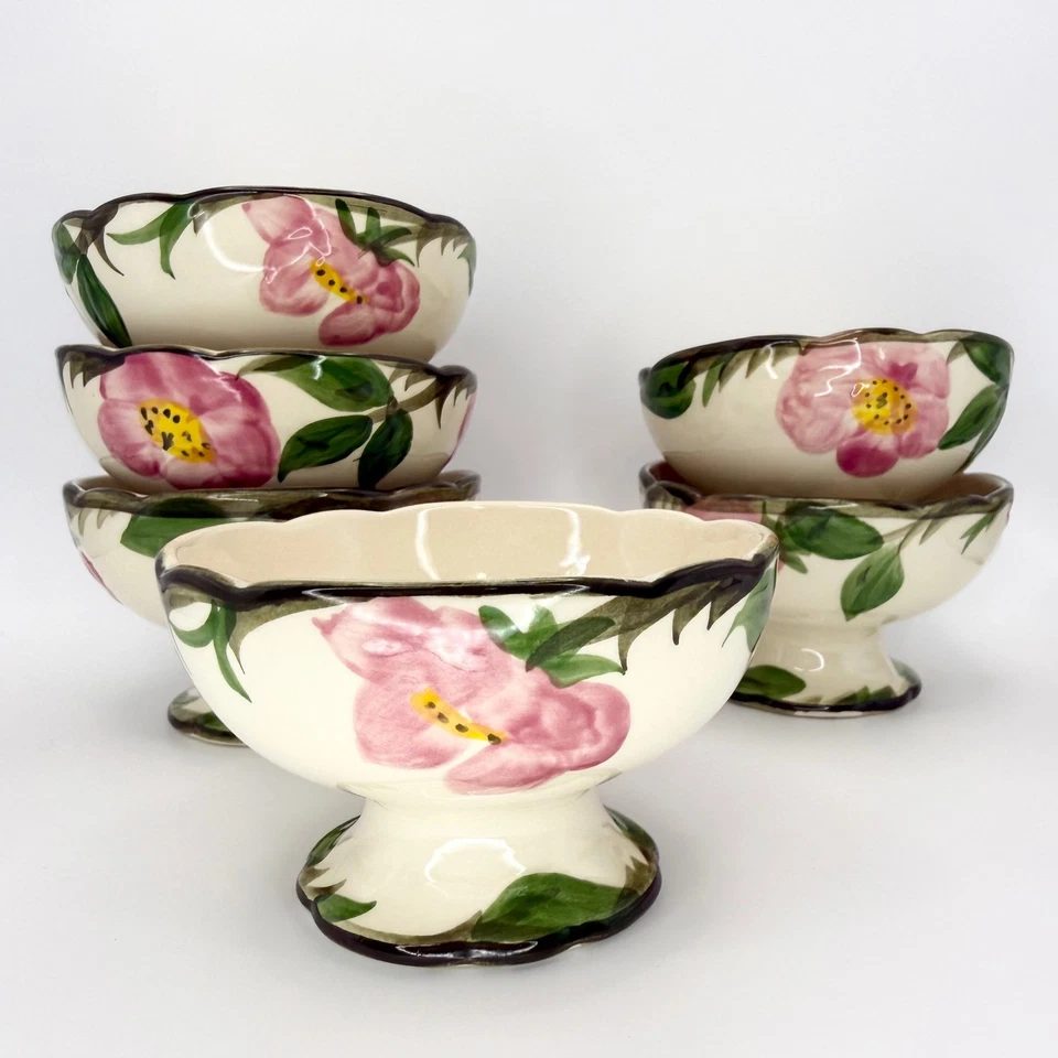 Set 6 Franziskaner Wüstenrose Fuß Dessert Haferflocken Schalen Cottagecore Kokette