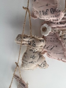 Easter Bunny Garland Beige Pink French Country Rustic Spring Holiday 6' Jute