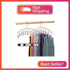 Legging Organizer for Closet, Metal Yoga Pants Hangers 2 Pack w/10 Clips Holds 2
