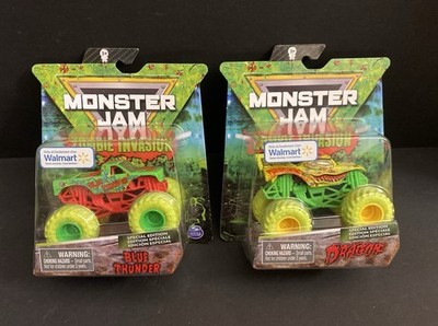 Lot Of 2 Zombie Invasion Monster Jam Walmart Exclusive Dragon