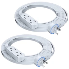 Cable 10 Ft 360° Rotating Flat Plug Extension Cord/Wire, 16 AWG Multi 3 Outle...