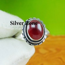 Garnet Gemstone 925 Sterling Silver Handmade Jewelry Ring Size 5 to 13