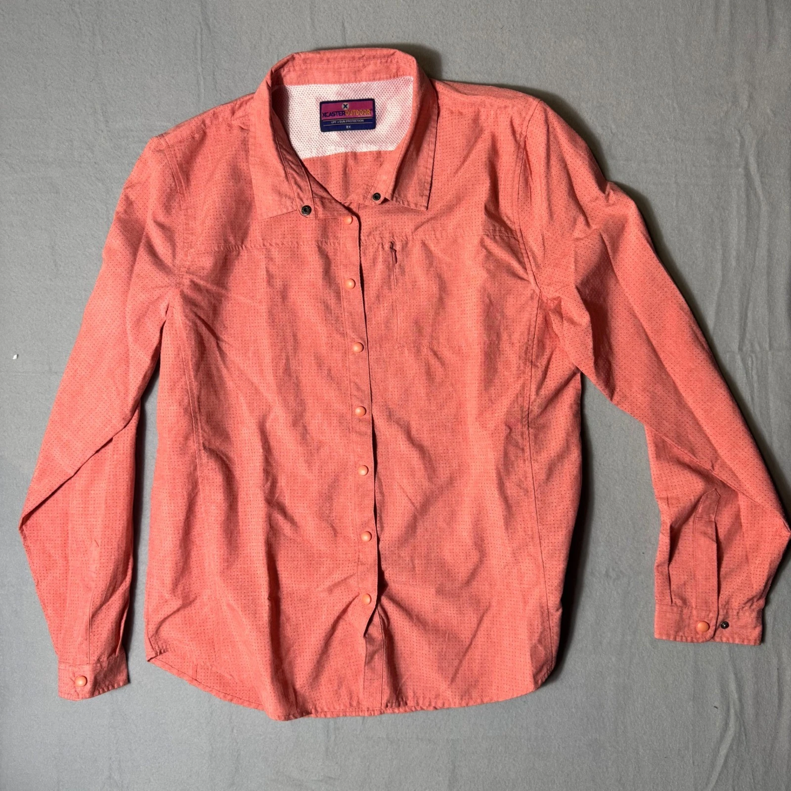 XCaster Outdoor Tallwoods Womens 2X Coral UPF Sun Protection Button Down Shirt