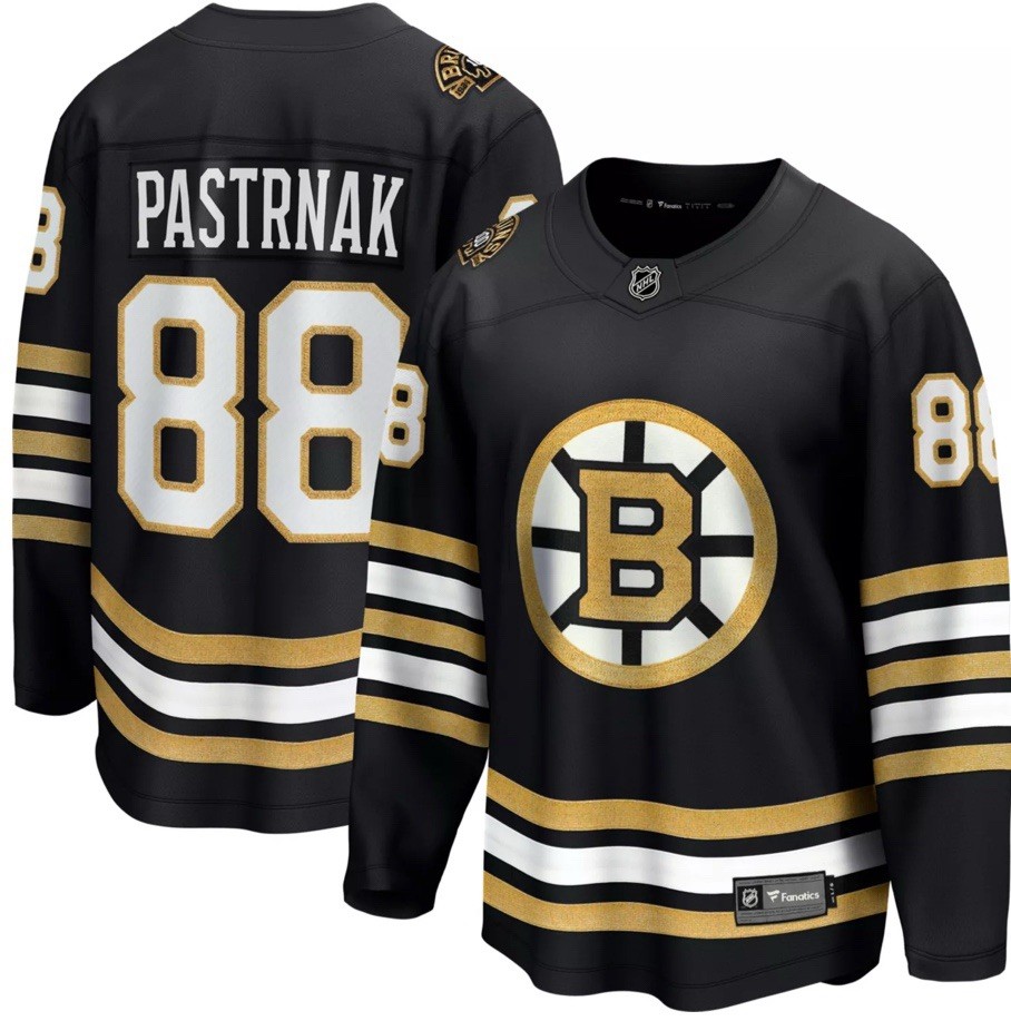 Boston Bruins David Pastrnak Jersey 50 Black Home Centennial 100th