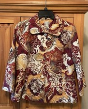 Chico s Multicolored Women s Blazer 3/4 Sleeves Size 2 L/12 With Buttons