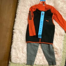 PUMA Boys 3-Piece Set 4T Red Black Gray Vest Pants Anti-Pilling