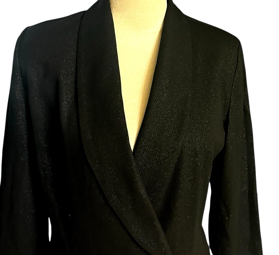 Blazer Traje Pantalón Vintage Y2K Lois Snyder Dani Max 2 Piezas Negro Brillante Talla 6 Foto 3 de 4