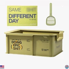 Spacious Open Rimmed Large Cat Litter Box in Vibrant Green - Ideal for Cats!