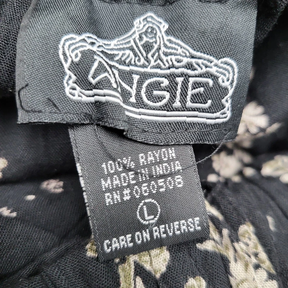 Pantalones de mujer ANGIE L negros florales pierna ancha boho cottagecore corbata Y2K Foto 3 de 4