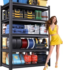Heavy Duty 72" Garage Shelving Unit - 5 Tier Adjustable Metal Rack, 3000Lbs Capa