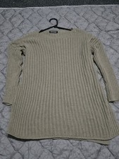 Missy Empire Made In Italy Jumper Dress Beige Mohair Wool Blend Ribbed L Large