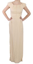 Dolce & Gabbana Beige Silk Column Cap Sleeve Gown Women's Dress