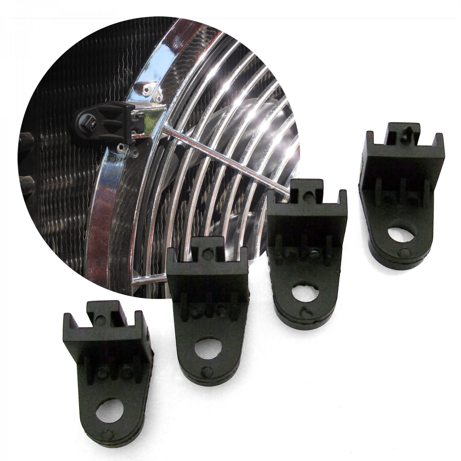 Engine Radiator Cooling Fan Mounting Feet (4) Black truck muscle car Hot Rod v8 