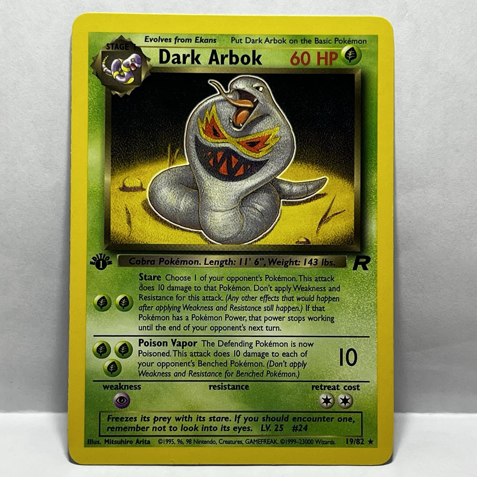 Dark Arbok 19/82 1st Edition Team Rocket 1999-2000 Pokémon - Near Mint! 