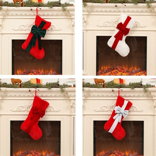 2x Medias de Navidad Arco Decoración Peluche Terciopelo Bolsa de Regalo Lindo Árbol de Navidad Decoración - Imagen 11 de 19