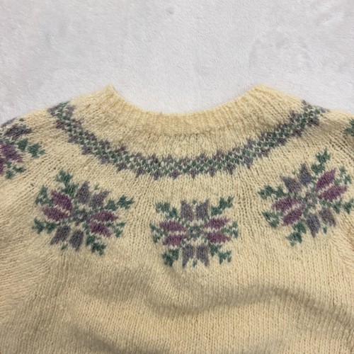 Vintage L.L. Bean Sweater Womens Medium White Wool Fair Isle Knit Hong Kong, Size M, $35 - Photo 10