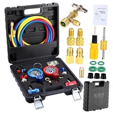 3 Way AC Manifold Gauge Set for R1234yf R134a R22 R32 R410a Refrigerant, 
