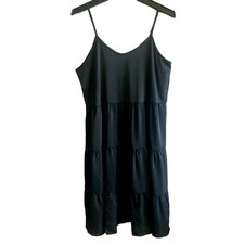 Beachsissi Black Tiered Adjustable Spaghetti Strap Sundress Small
