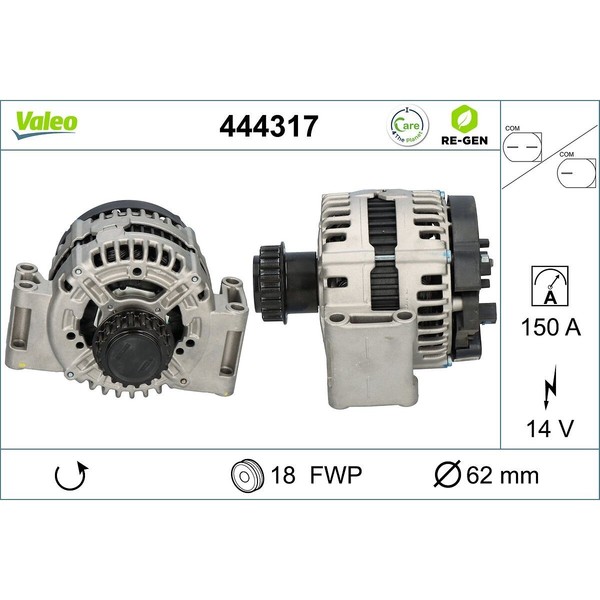 Lichtmaschine Generator 14 V 150 A Ø 62 Mm Valeo FüR Land Rover Freelander-image