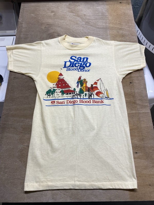 Vintage San Diego Blood Donor T-Shirt Single Stitch T-Shirt Hanes