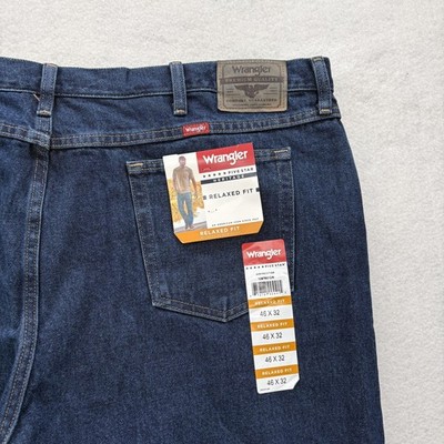 Wrangler Five Star Heritage Jeans Mens 46x32 Blue Dark Wash Relaxed Straight