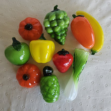 Murano Style Vintage Hand Blown Art Glass Kitchen Decor Veggies Fruits 10 pcs