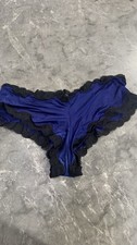 2011 Vintage Victoria Secret Blue Second Skin Liquid Silk Cheeky Panties Sz M