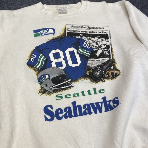 DE COLECCIÓN Seattle Seahawks Camisa Sudadera Para Hombres Grande NFL Fútbol Azul Años 90 - Imagen 2 de 5