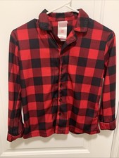 Wondershop Pajama Set Kids 8 Red Black Buffalo Plaid Button Up Sleepwear Flannel