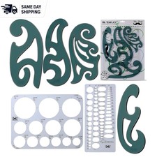 Professional 6-Pc Drawing Tools Set: French Curves Circle Templates