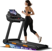 16 Incline Treadmills Home Small W/ 3 LED Displays 400LBS Capacity Foldable