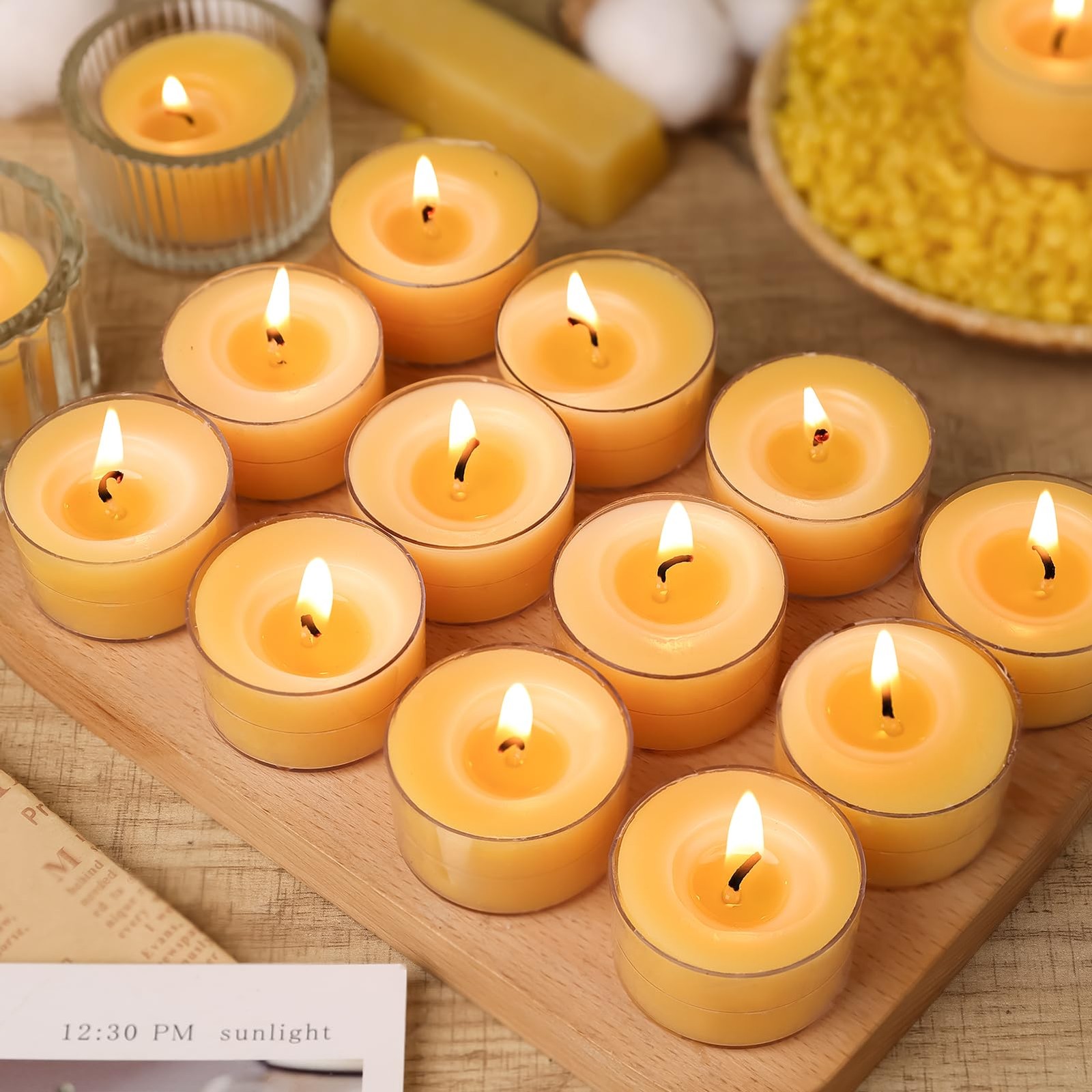 Bulk,6 Hours 100% Pure Beeswax Tea Lights C...