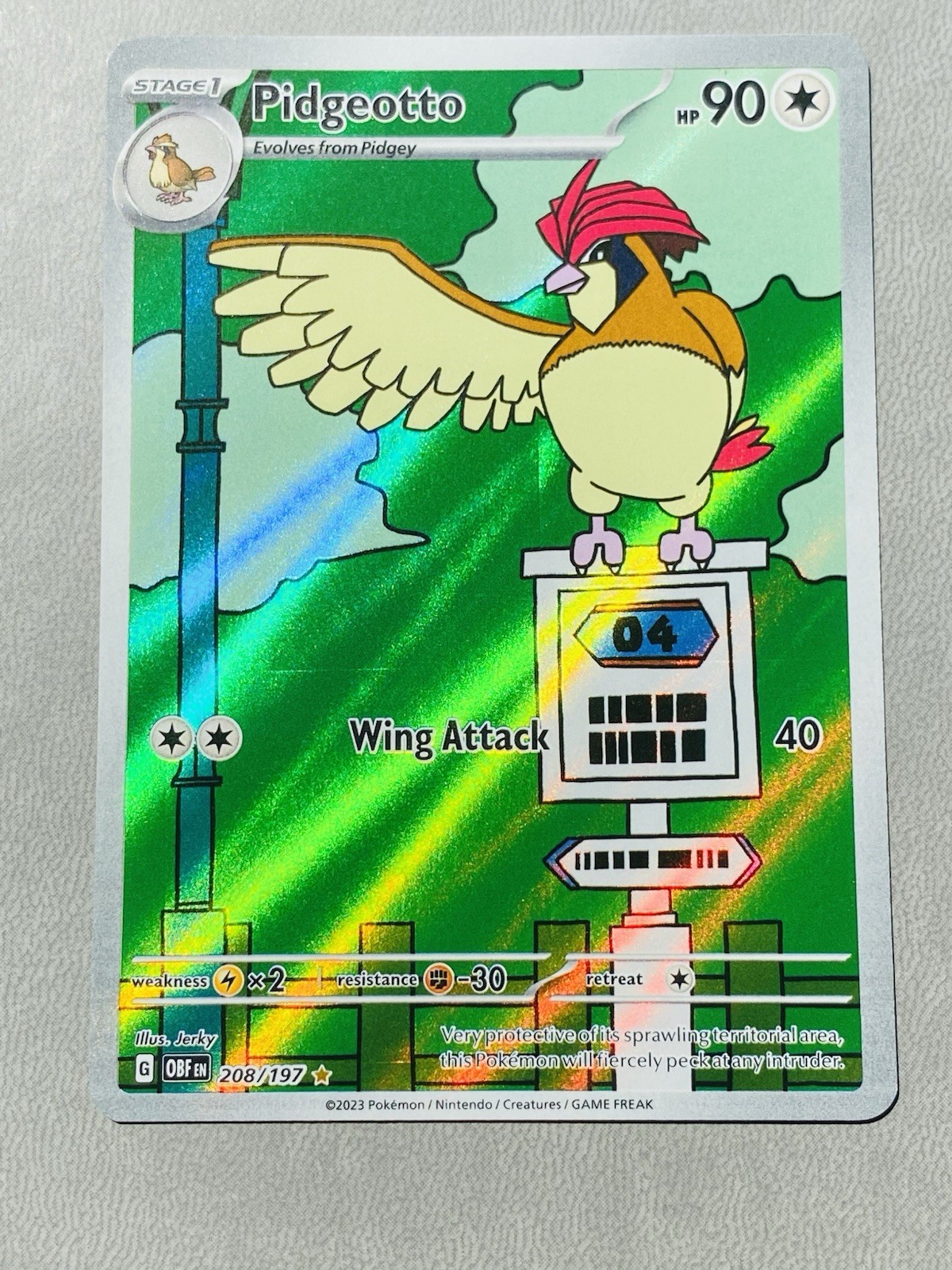 Pidgeotto 208/197 SV03: Obsidian Flames Holo NM