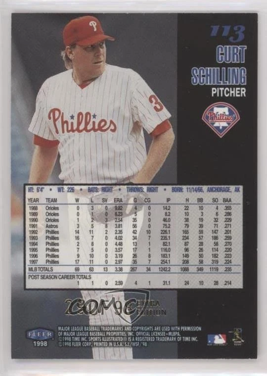 1998 Fleer Sports Illustrated World Series Fever /98 Curt Schilling #113 - Image 2 of 2