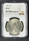 1926 Peace Dollar $1 – NGC MS62 – U.S. Silver Coin