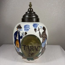 Dutch Delftware pottery Tobacco Jar Colonial style