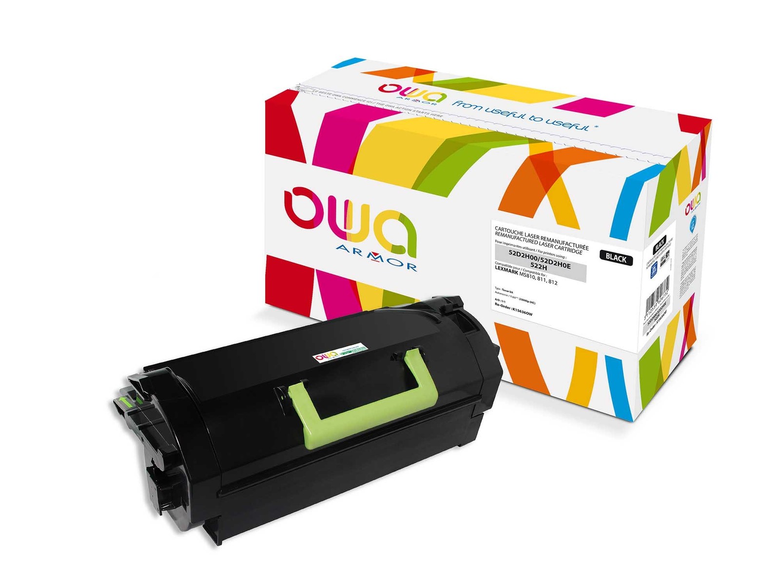 Toner laser Lexmark 522H noir Armor K15636OW pour grand volume d'impression de bureau