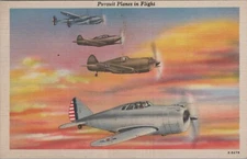 c1930s Postcard Pursuit Planes in Flight, Echelon Formation, U.S. Army UNP~B2223