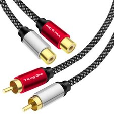 2RCA Male to 2RCA Female Extension Cable 15 ft, 2 RCA Extension Cable Nylon B...