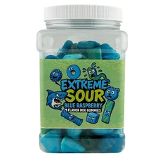 Assorted Super Sour Mix Gummy –Blue Raspberry Flavor – 1.5 LB  In Resealable Jar