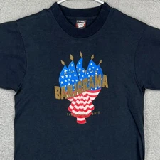 VINTAGE Screen Stars Single Stitch T-Shirt Mens Medium Black Graphic Made In USA