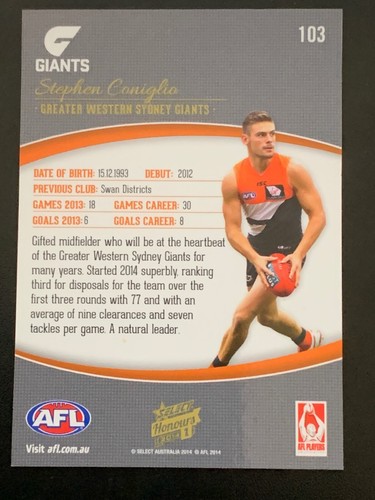 SELECT 2014 AFL HONOURS 1 COMMON CARDS - PICK YOUR CARD - Picture 195 of 311