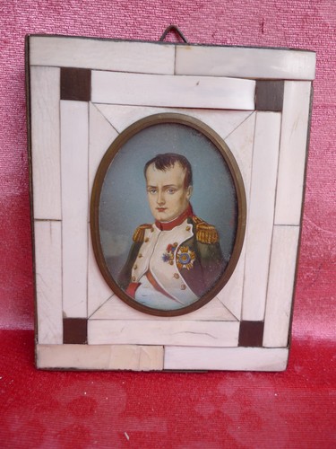 Napoleon Bonaparte , schöne, sehr alte Miniatur , Lupenmalerei , 15cm x 12,3cm - Zdjęcie 3 z 3