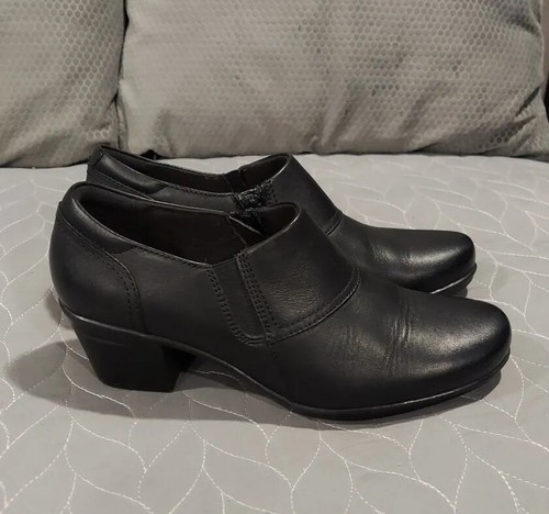 Clarks Emslie Boot Block Heel Bootie Shootie Black Leather Womens Size 8 - Picture 3 of 11