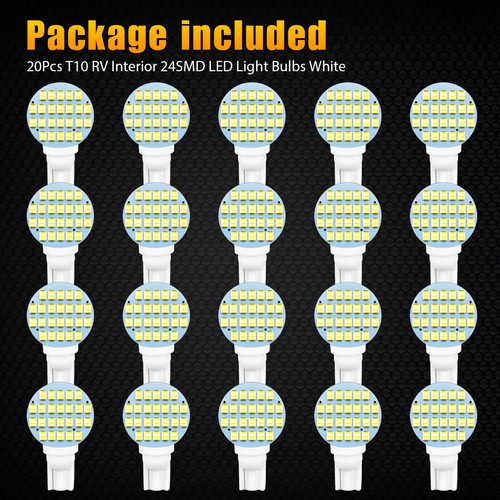 20x Super White LED T10/921/194 24SMD RV Camper Trailer Interior Light Bulbs 12V - Picture 8 of 8